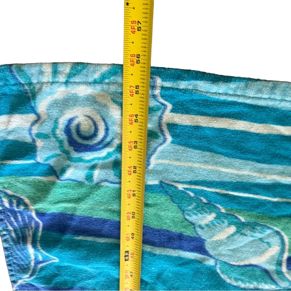 Sea Shell Blue Velour Terry Cloth Beach Bath Towel